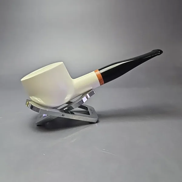 MBSD Meerschaum Deluxe Translucent Smooth Pot Block Meerschaum Pipe, Briar-Mortise, New - Image 7
