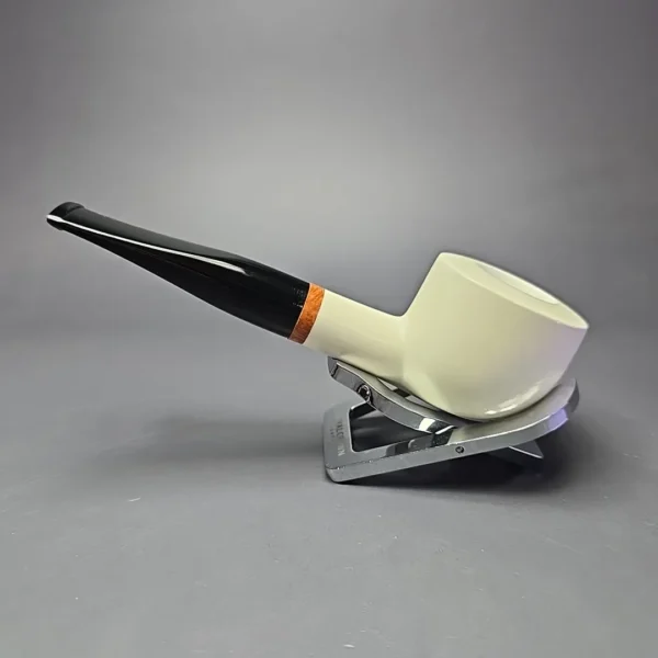 MBSD Meerschaum Deluxe Translucent Smooth Pot Block Meerschaum Pipe, Briar-Mortise, New - Image 5