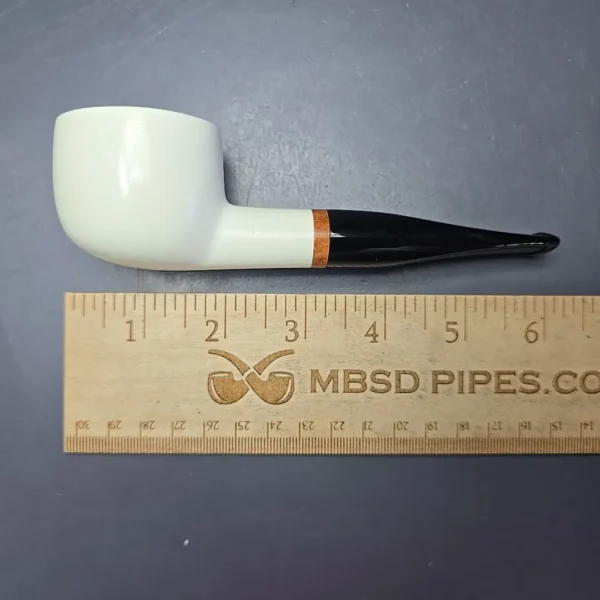 MBSD Meerschaum Deluxe Translucent Smooth Pot Block Meerschaum Pipe, Briar-Mortise, New - Image 8