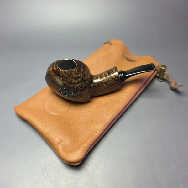 J Mouton Smooth Contrast Fugu Sitter Handmade Briar Pipe, New - Image 12
