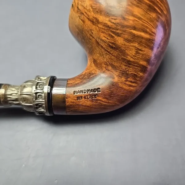 Mastro de Paja Unica Smooth Apple w/ Silver Estate Briar Pipe, Italian Estates, 9mm - Image 13