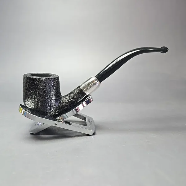 MBSD Briars Timeless Traditions 2 Sandblasted Bent Billiard w/ Silver Handmade Briar Pipe, New - Image 3