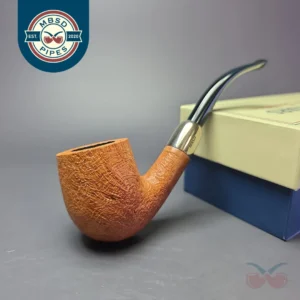 MBSD Briars Timeless Traditions 2 Sandblasted Bent Billiard w/ Silver Handmade Briar Pipe, New