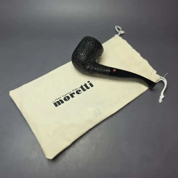 Moretti Partially Rusticated Bent Billiard Estate Briar Pipe, Italian Estates - Image 12