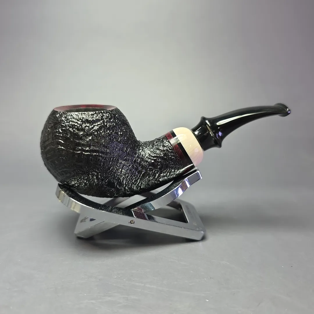 Qi Studio Partially Sandblasted Apple w/ Ivorite Estate Briar Pipe, Unsmoked - Image 2