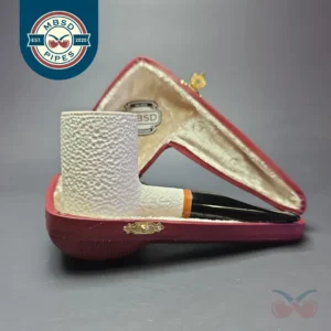 MBSD Meerschaum Deluxe Rusticated Poker Block Meerschaum Pipe, Briar-Mortise, New