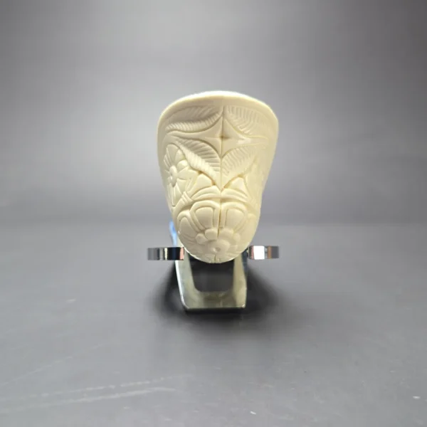 MBSD Meerschaum Silver Floral Cobra Reverse Calabash Block Meerschaum Pipe, New - Image 3