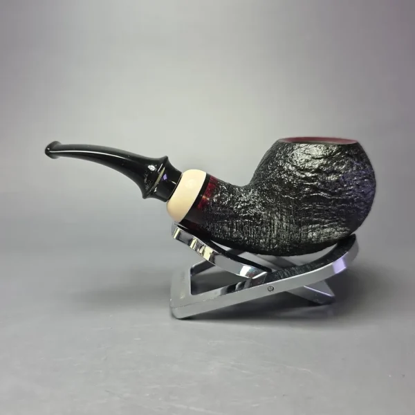 Qi Studio Partially Sandblasted Apple w/ Ivorite Estate Briar Pipe, Unsmoked - Image 4