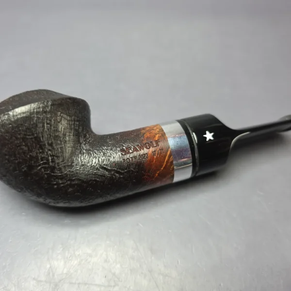 Seawolf (Martin Cermak) Pipe of the Year 2022 Sandblasted Rhodesian Estate Briar Pipe, Unsmoked, 9mm - Image 7