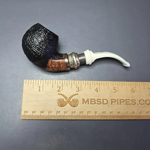 Ser Jacopo Albus et Niger C S1 Sandblasted Apple w/ Silver Estate Briar Pipe, Italian Estates - Image 10