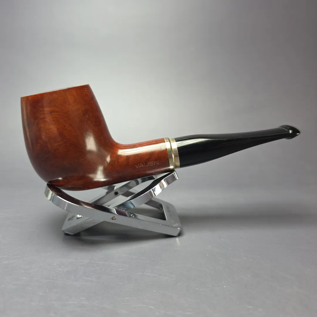 Vauen 3211 Smooth Billiard w/ Brass Estate Briar Pipe, Unsmoked, 9mm - Image 2
