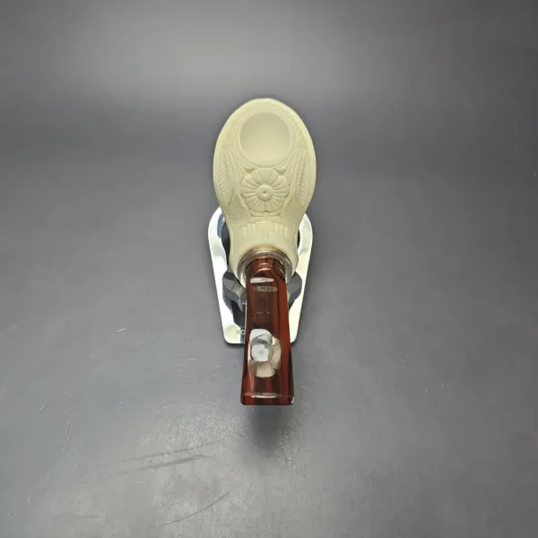 MBSD Meerschaum Silver Floral Cobra Reverse Calabash Block Meerschaum Pipe, New - Image 5