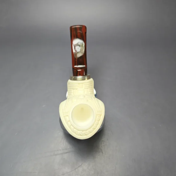 MBSD Meerschaum Silver Floral Cobra Reverse Calabash Block Meerschaum Pipe, New - Image 6