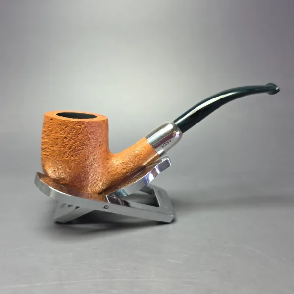 MBSD Briars Timeless Traditions 2 Sandblasted Bent Billiard w/ Silver Handmade Briar Pipe, New - Image 3