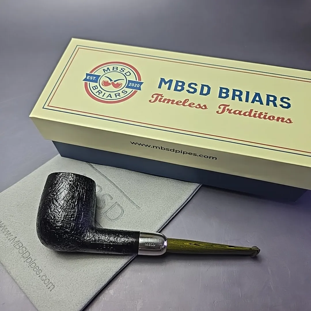 MBSD Briars Timeless Traditions 1 Sandblasted Billiard w/ Silver Handmade Briar Pipe, New - Image 2