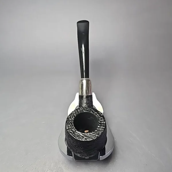 MBSD Briars Timeless Traditions 2 Sandblasted Bent Billiard w/ Silver Handmade Briar Pipe, New - Image 4