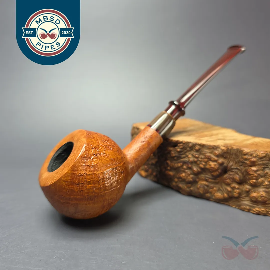 Brentegani Partially Sandblasted Apple w/ Horn Handmade Briar Pipe, New