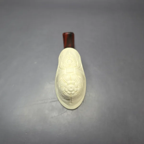 MBSD Meerschaum Silver Floral Cobra Reverse Calabash Block Meerschaum Pipe, New - Image 7