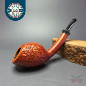 J Mouton Sandblasted Long Shank Egg w/ Whale Spine Handmade Briar Pipe, New