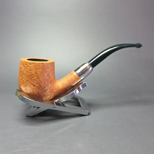 MBSD Briars Timeless Traditions 2 Sandblasted Bent Billiard w/ Silver Handmade Briar Pipe, New - Image 3