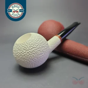 MBSD Meerschaum Deluxe XL Rusticated Apple Block Meerschaum Pipe, Briar-Mortise, New