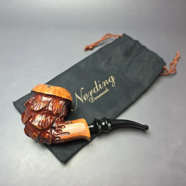 Nording Spruce Cone Partially Rusticated Freehand Estate Briar Pipe, Unsmoked - Image 11