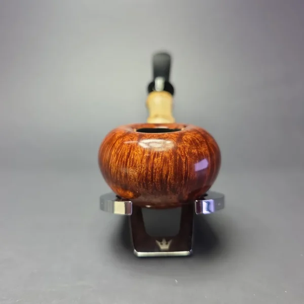 J Mouton Smooth Asymmetric Tomato w/ Bamboo Handmade Briar Pipe, New - Image 4