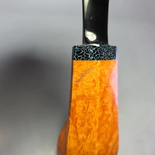 J Mouton Smooth Bulldog w/ Fossilized Whale Spine Handmade Briar Pipe, New - Image 9