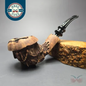 Nording Spruce Matte Partially Rusticated Freehand Estate Briar Pipe, Unsmoked