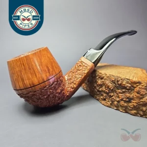 Don Carlos 2 Note Partially Rusticated Bulldog Estate Briar Pipe, Italian Estates