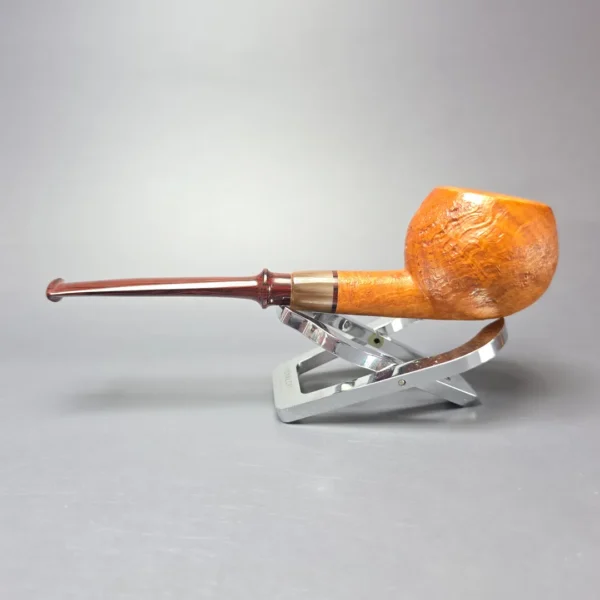 Brentegani Partially Sandblasted Apple w/ Horn Handmade Briar Pipe, New - Image 4