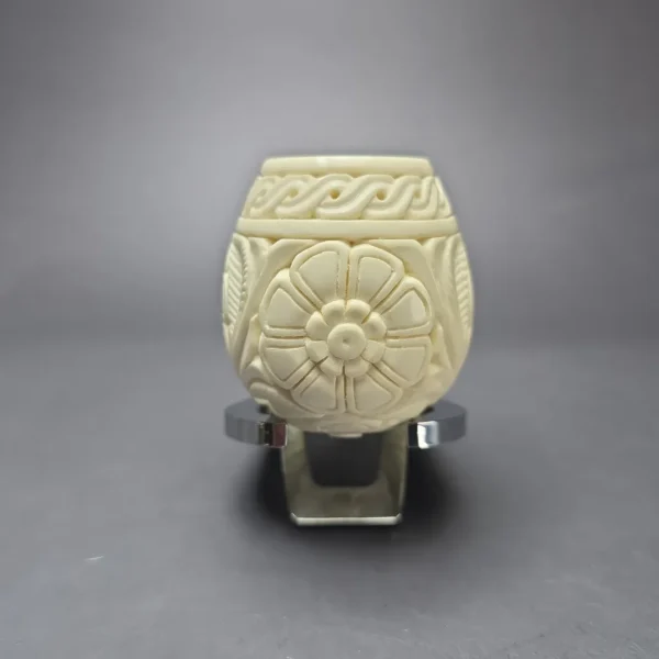 MBSD Meerschaum Silver Floral Egg Reverse Calabash Block Meerschaum Pipe, New - Image 4
