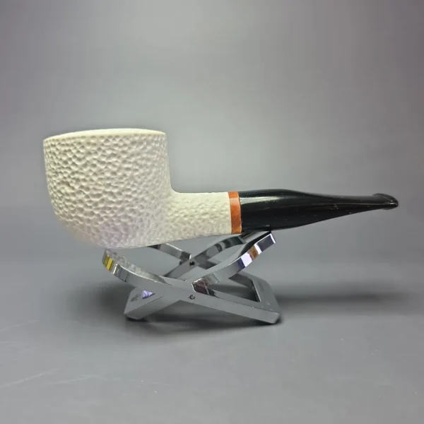 MBSD Meerschaum Deluxe Rusticated Pot Block Meerschaum Pipe, Briar-Mortise, New - Image 4