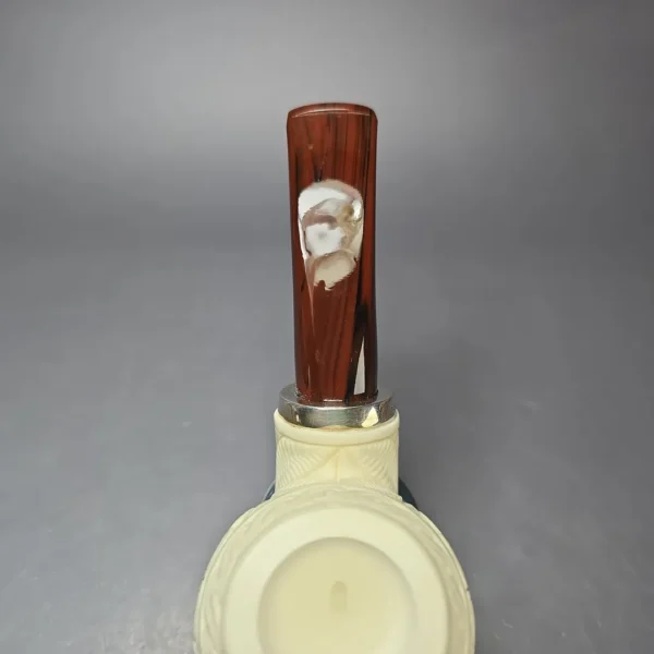 MBSD Meerschaum Silver Floral Egg Reverse Calabash Block Meerschaum Pipe, New - Image 7