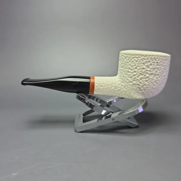 MBSD Meerschaum Deluxe Rusticated Pot Block Meerschaum Pipe, Briar-Mortise, New - Image 6