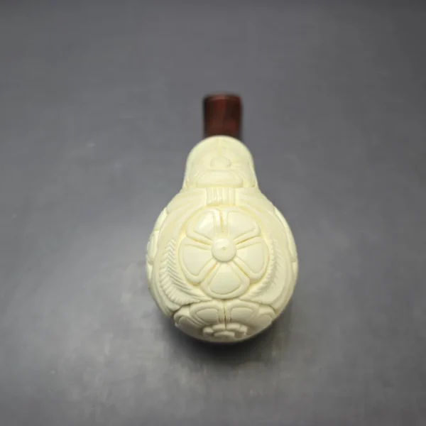 MBSD Meerschaum Silver Floral Egg Reverse Calabash Block Meerschaum Pipe, New - Image 8