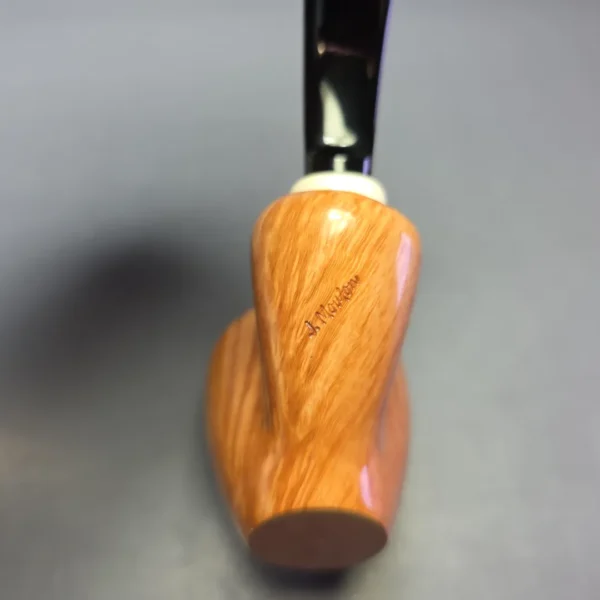 J Mouton Smooth "Tokutomi" Vase Sitter w/ Mammoth Tusk Handmade Briar Pipe, New - Image 8