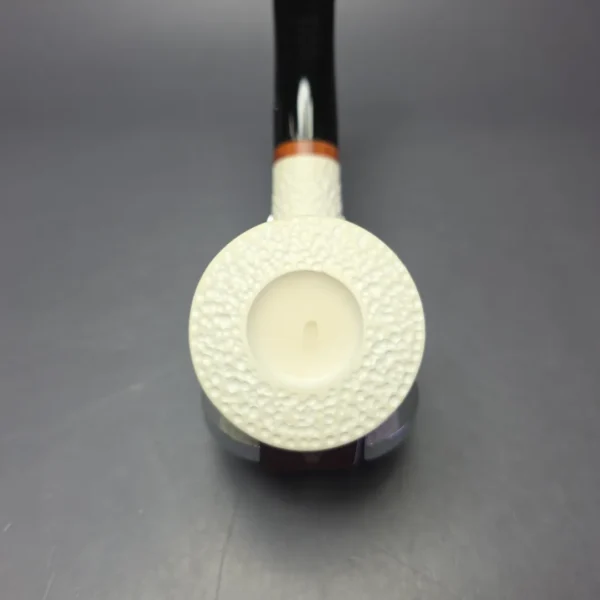 MBSD Meerschaum Deluxe Rusticated Pot Block Meerschaum Pipe, Briar-Mortise, New - Image 7