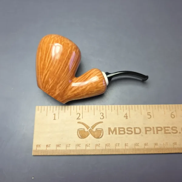 J Mouton Smooth "Tokutomi" Vase Sitter w/ Mammoth Tusk Handmade Briar Pipe, New - Image 9