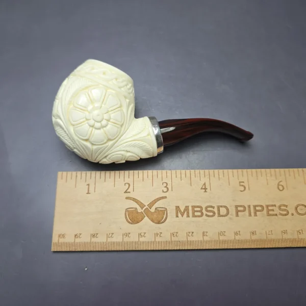MBSD Meerschaum Silver Floral Egg Reverse Calabash Block Meerschaum Pipe, New - Image 10