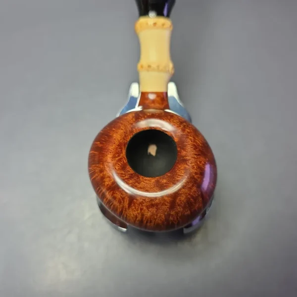 J Mouton Smooth Asymmetric Tomato w/ Bamboo Handmade Briar Pipe, New - Image 6
