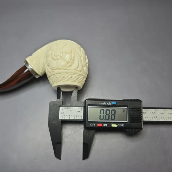 MBSD Meerschaum Silver Floral Egg Reverse Calabash Block Meerschaum Pipe, New - Image 11