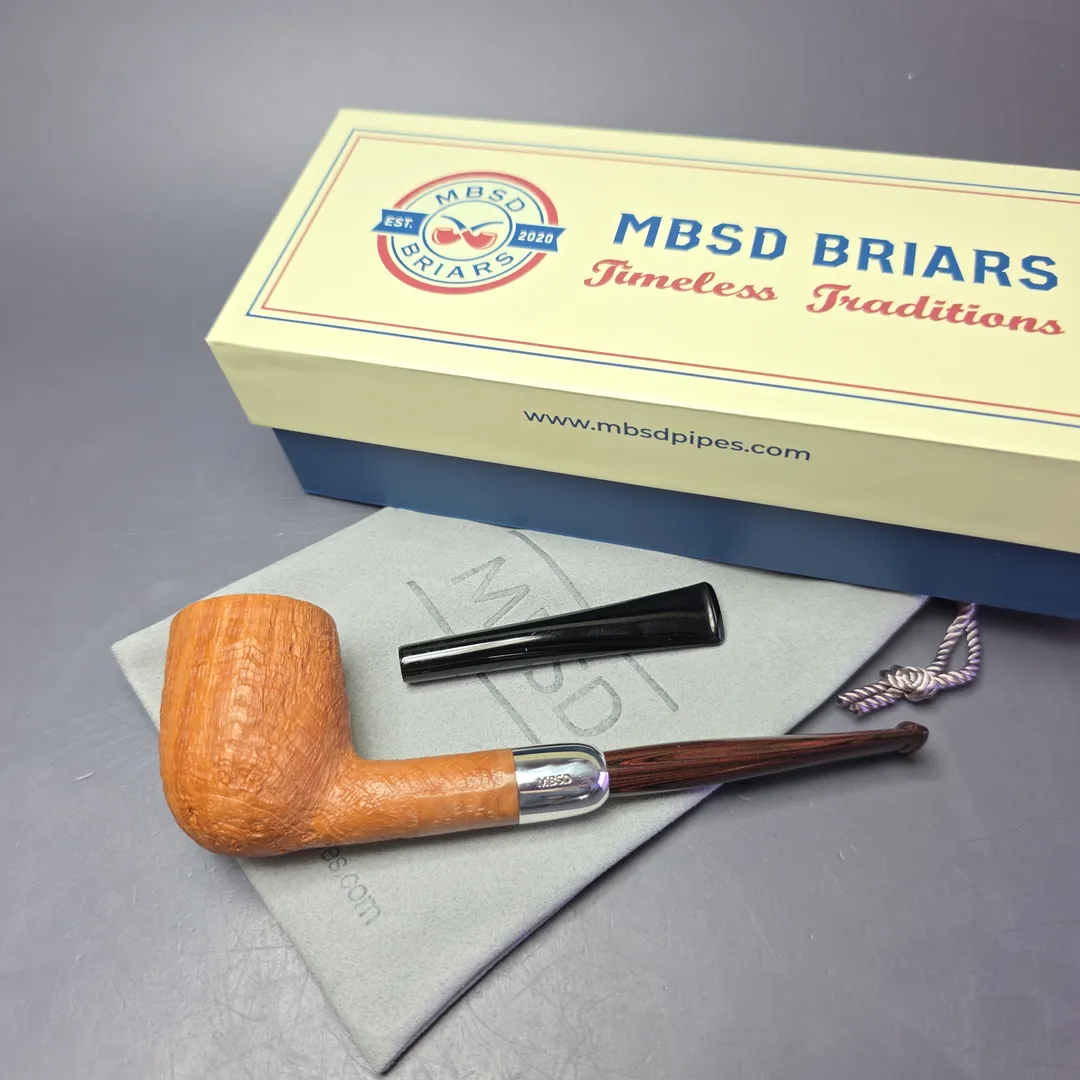 MBSD Briars Timeless Traditions 1 Sandblasted Billiard w/ Silver & Extra Stem Handmade Briar Pipe, New - Image 2