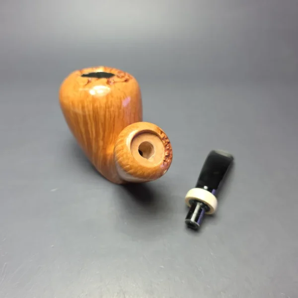 J Mouton Smooth "Tokutomi" Vase Sitter w/ Mammoth Tusk Handmade Briar Pipe, New - Image 11