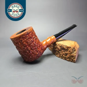 Radice Rind GG Partially Rusticated Billiard w/ Spiral Carving Estate Briar Pipe, Italian Estates