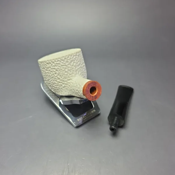 MBSD Meerschaum Deluxe Rusticated Pot Block Meerschaum Pipe, Briar-Mortise, New - Image 12