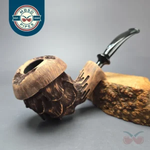 Nording Spruce Matte Partially Rusticated Freehand Estate Briar Pipe, Unsmoked