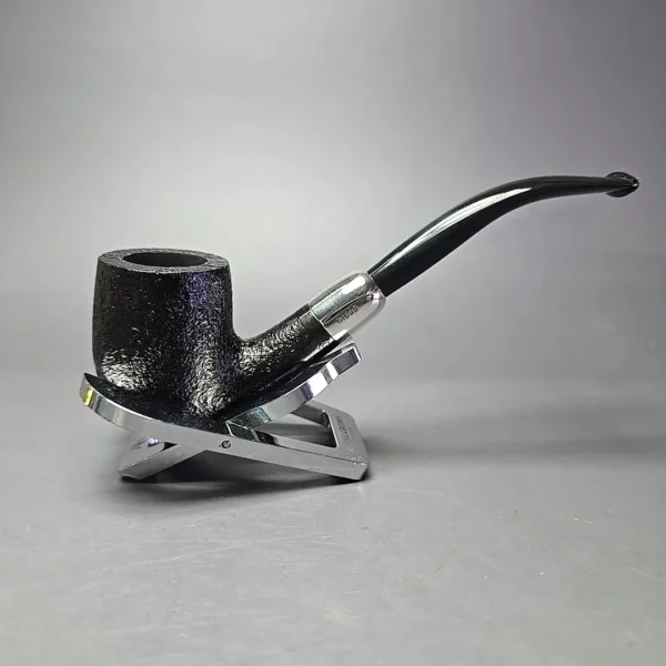 MBSD Briars Timeless Traditions 2 Sandblasted Bent Billiard w/ Silver Handmade Briar Pipe, New - Image 3