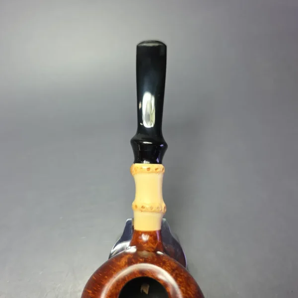 J Mouton Smooth Asymmetric Tomato w/ Bamboo Handmade Briar Pipe, New - Image 7