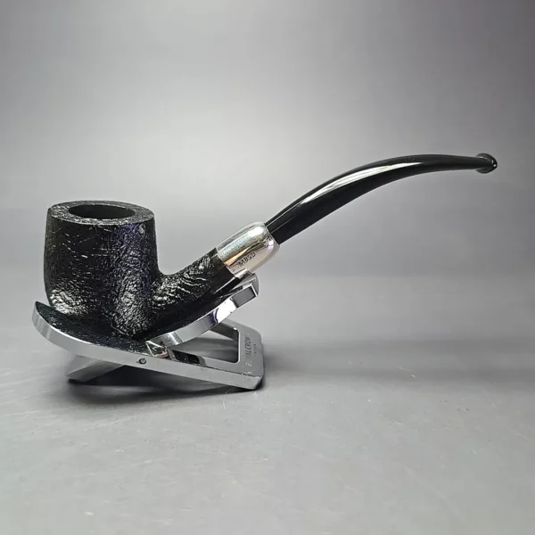 MBSD Briars Timeless Traditions 2 Sandblasted Bent Billiard w/ Silver Handmade Briar Pipe, New - Image 3